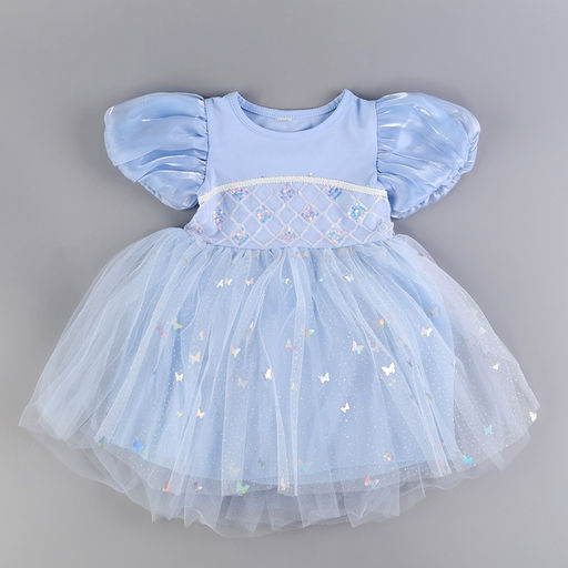 Карнавальный костюм «Снежинка»: ободок, платье голубое, рост 98 см