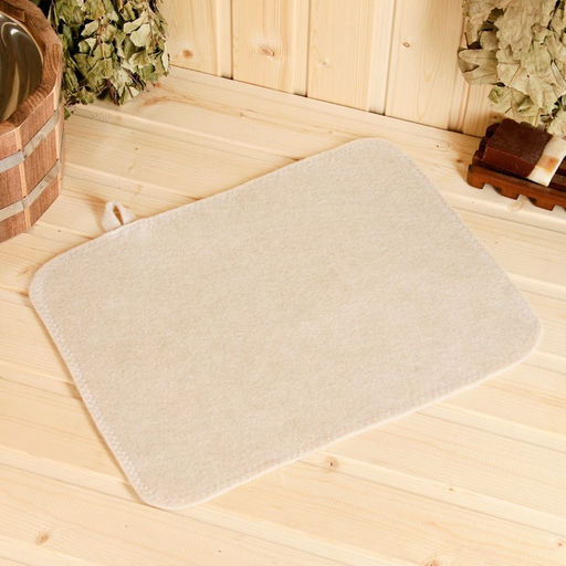 Коврик - сидушка для бани и сауны, 44×34 см, 70% полиэфир, 30% шерсть, белый, «Добропаровъ»