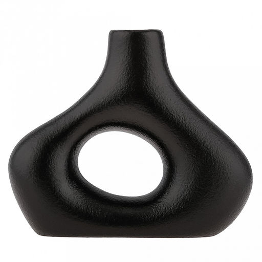 Ваза керамическая "Каир" 320мл, 16,5х5см h14см, д/горла - 3см, фактурный глянец, цвет - черный, в коробке (Китай)