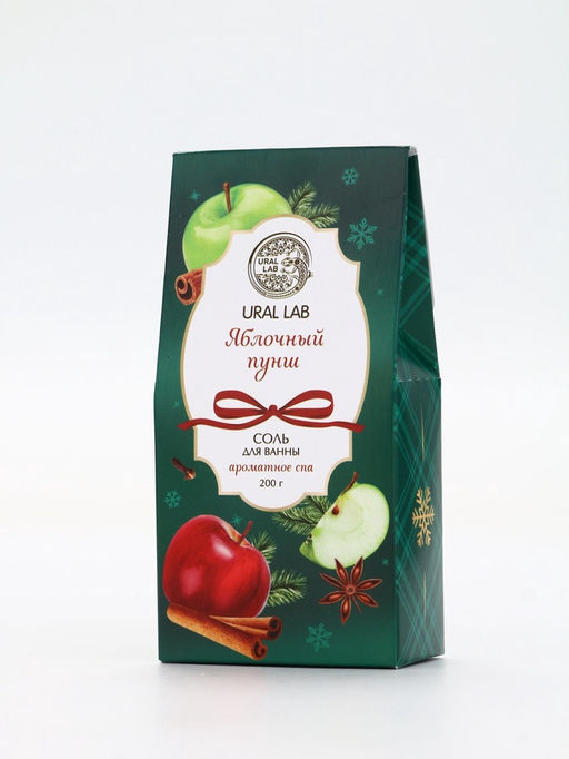 Цена за 2 шт. Соль для ванны, аромат яблочный пунш, 200 г, URAL LAB