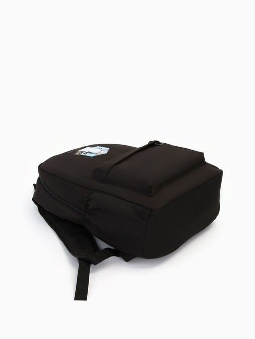 Рюкзак школьный на молнии, с карманами, с принтом, размер 30?12?43 см, чёрный