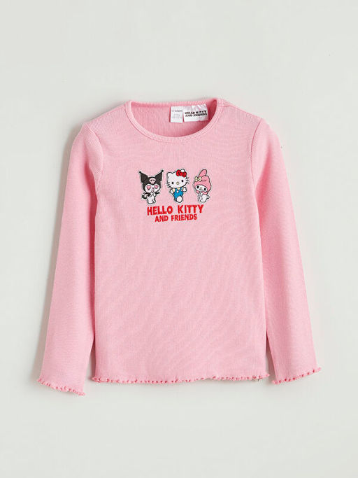 Bisiklet Yaka Hello Kitty Nak??l? K?z ?ocuk Ti??rt