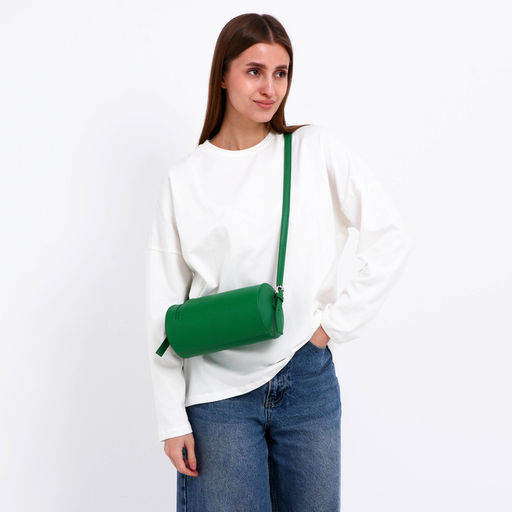 Сумка женская кросс-боди на молнии, 22×11.5×11.5 см, однотонная, зелёная