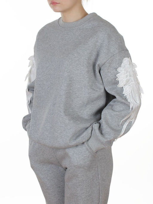 3416/3417 GRAY Костюм спортивный утепленный женский (95% хлопок, 5% эластан)