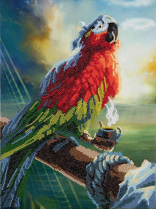 Кристальная (алмазная) мозаика ФРЕЯ ALPD-038 на подрамнике Попугай Флинта 30 х 40 см