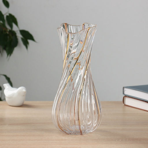 Ваза «Милагрос» витая, 25×10.5 см, стекло, прозрачная