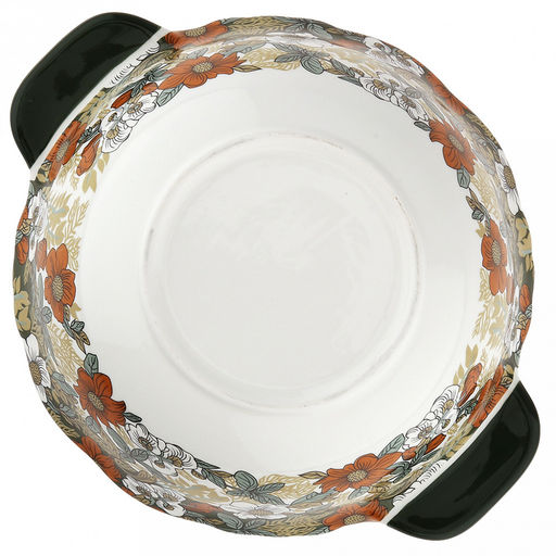 "Садовая фантазия" Салатник фарфоровый 1л, д18,5см, h7,5см, 2 ручки (длина 22,3см), отводка, волнистый край, в коробке (Китай)