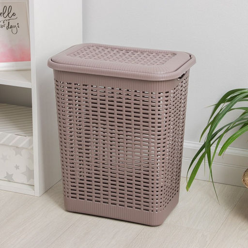 Корзина бельевая, 30 л, 38×26×46 см, с крышкой, МИКС