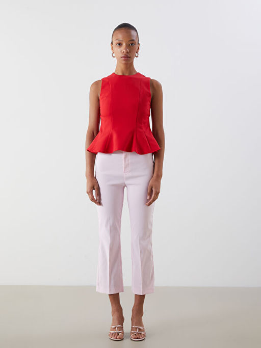 Bisiklet Yaka Peplum Bluz