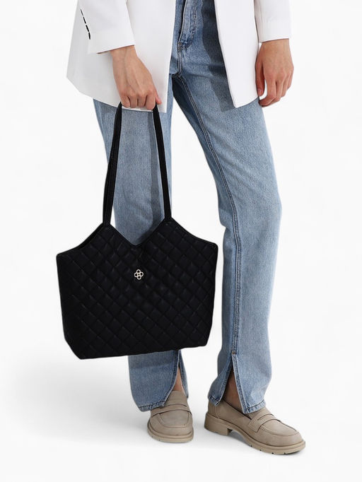 Сумка - шоппер женская на магните, 30×9×29 см, чёрная