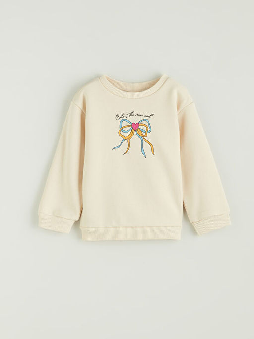 Bisiklet Yaka Bask?l? K?z ?ocuk Sweatshirt