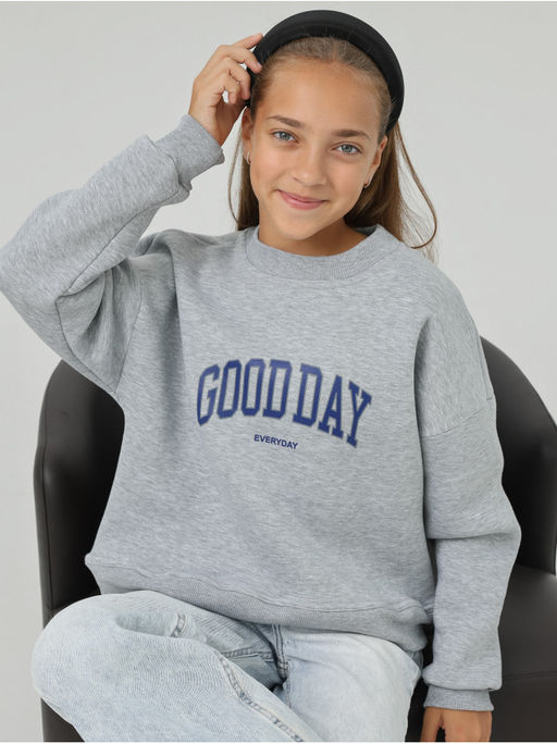 Свитшот Начес Эвердэй Серый Меланж Девочка - София фото 9