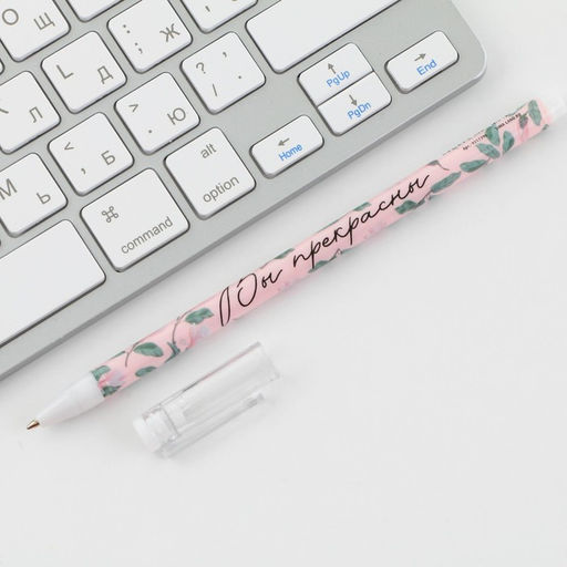 Цена за 12 шт. Ручка шариковая, синяя паста, 0.5 мм, пластик, с колпачком Самому прекрасному учителю