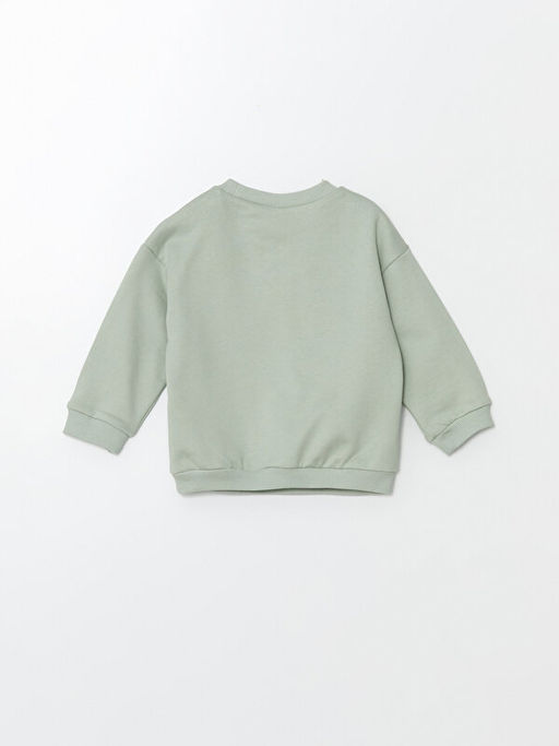 Bisiklet Yaka Uzun Kollu Bask?l? Erkek Bebek Sweatshirt ve Pantolon 2li Tak?m