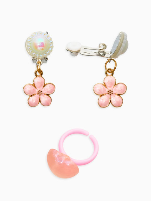 Набор детских украшений "Выбражулька" нежность, 4 предмета: клипсы, кольцо, бусы, браслет