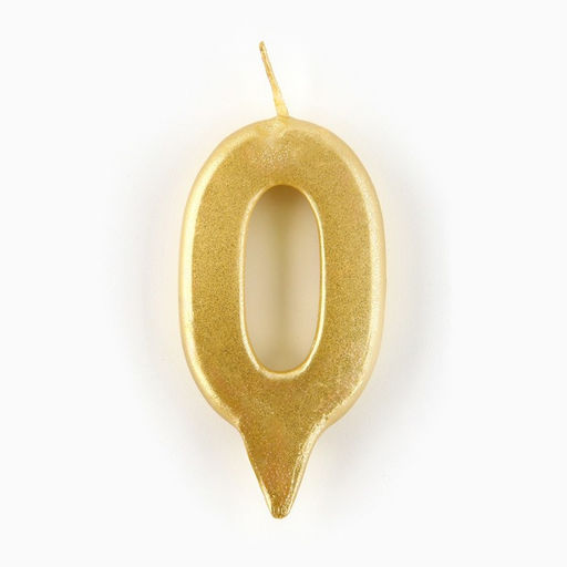 Свеча для торта, цифра «0», золото, 3×6 см