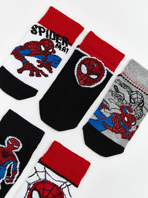 Spider-Man Desenli Erkek ?ocuk Patik ?orap 5li