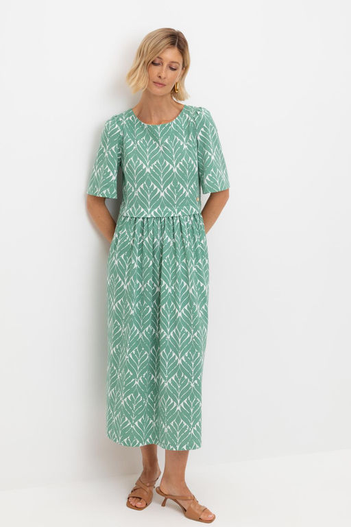 ЕВТ 5082/малахитовый зеленый,орнамент платье жен