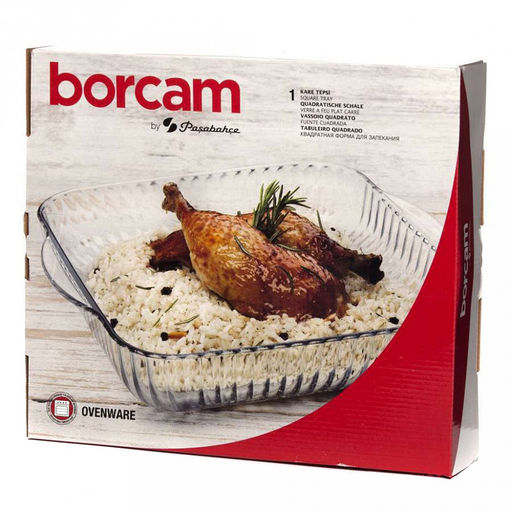 Боркам (Borcam) Форма стеклянная жаропрочная 3,2л, 28х28х6см, квадратная, волнистый край, цветной картон, Pasabahce (Турция) - Домашняя мода фото 2