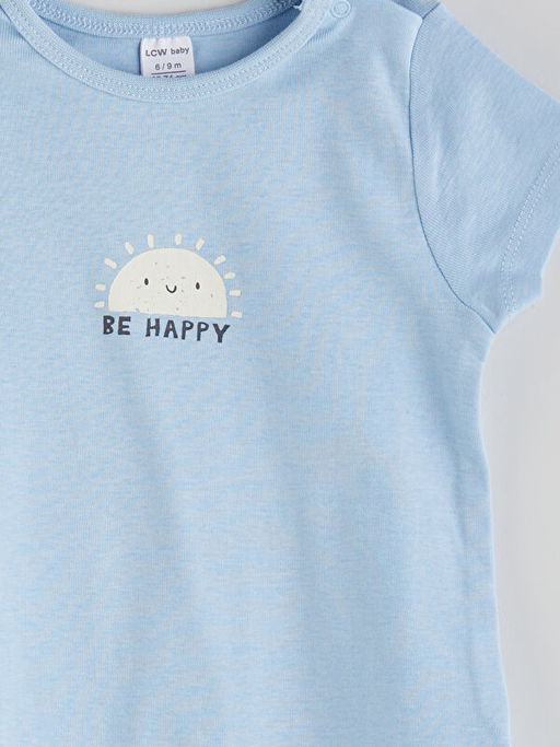 Bisiklet Yaka Bask?l? Erkek Bebek Penye Tulum