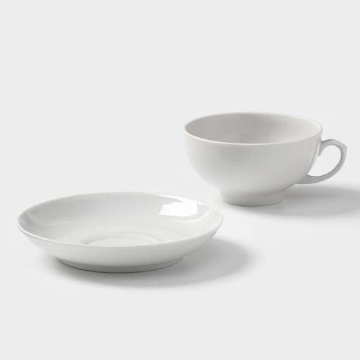 Чайная пара Дулевский фарфор «Рубин», 220 мл, чашка d=10.2 см, блюдце d=14 см, белая