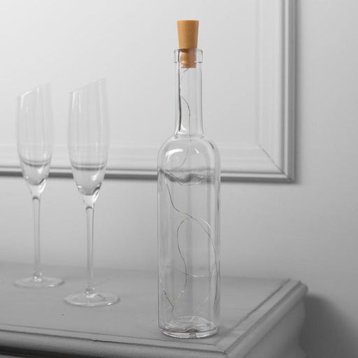 Цена за 2 шт. Гирлянда «Нить» 1 м роса с пробкой, IP20, серебристая нить, 10 LED, батарейки LR44×3 (в комплекте), свечение мульти