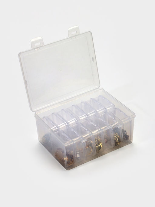 Органайзер для украшений QF, антиокислительный на 14 ячеек, 16.5?12?6 см, прозрачный