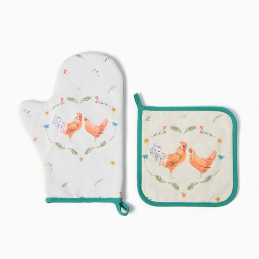Набор кух. Этель Курочка и петух варежка-прихватка 20х28см, прихватка 19х19см,100% хл  фото 2