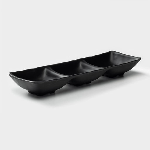 Менажница 3 секции «Чёрный Восток», 26.4×8.6×3.3 см, пластик, чёрная