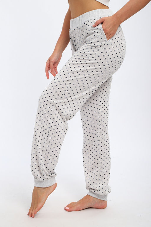 Брюки женские из кулирки на манжете звезды на мел.серый
