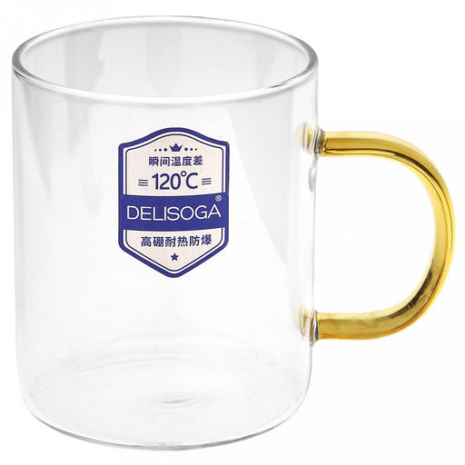 Делисога (Delisoga) Кружка стеклянная 280мл Байкал тонкостенное, боросиликатное стекло, цветная ручка, д6,9см h8,5см, д/горла 6,8см, д/основания 6,4см, набор 6 штук, в подарочной коробке (Китай) - Домашняя мода фото 10