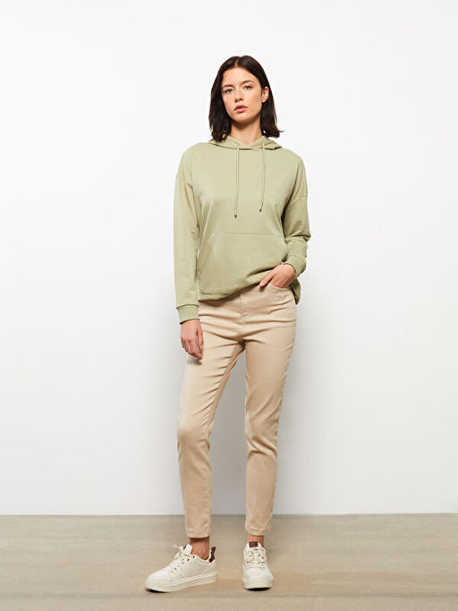 Y?ksek Bel Dar Fit D?z Gabardin Kad?n Pantolon