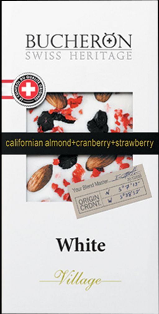 BUCHERON. Village. Белый с миндалем, клюквой и клубникой 85 гр. карт.пачка