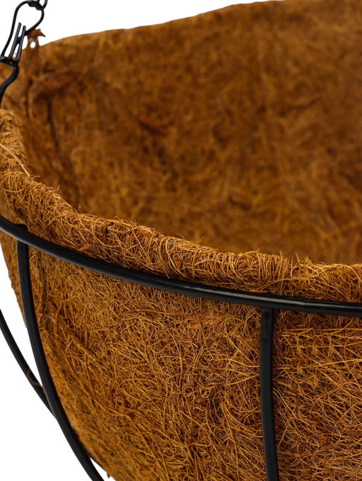 Кашпо подвесное «Полусфера», d=35 см, h=58 см, металлическое, со вставкой из кокоса, Greengo