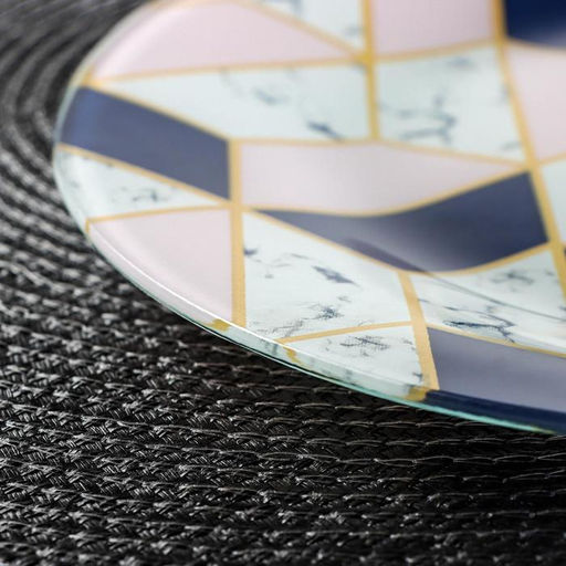 Тарелка стеклянная обеденная Доляна Розовый мрамор, d=23 см фото 3