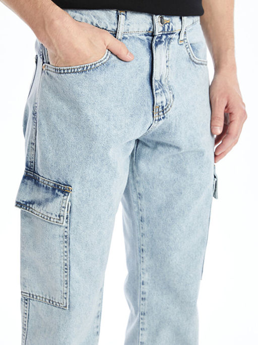 700 Straight Fit Erkek Kargo Jean Pantolon - Waikiki фото 3