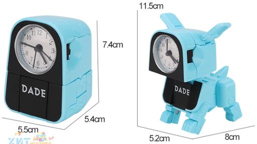 Часы-будильник Щенок-трансформер в ассортименте D622-H074A, D622-H074A