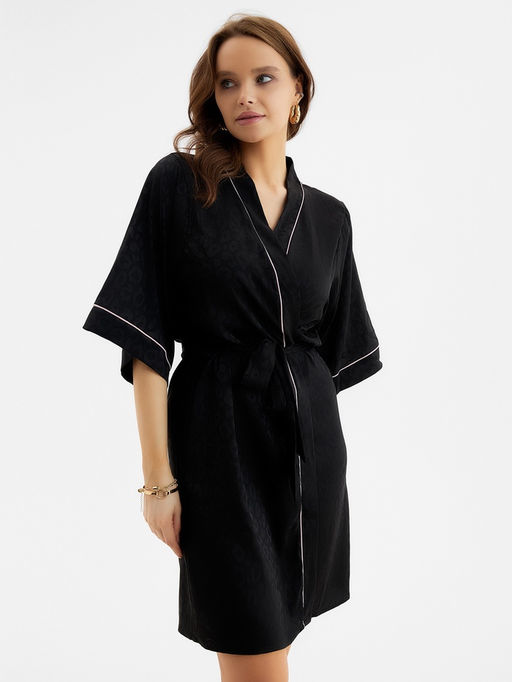 Халат домашний женский KAFTAN Leo black collection, размер 52-54, чёрный