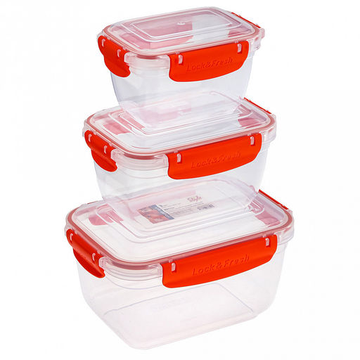 Контейнер для продуктов пластмассовый Мастер набор 3шт: 0,5л, 1л, 1,8л, прямоугольный, с клипсами, воздухонепроницаемый (герметичный), глубокий, съемный силиконовый уплотнитель, подходит для СВЧ (Россия) - Домашняя мода фото 2