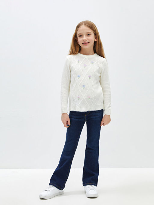 Bisiklet Yaka Nak??l? Uzun Kollu K?z ?ocuk Triko Kazak - Waikiki фото 2