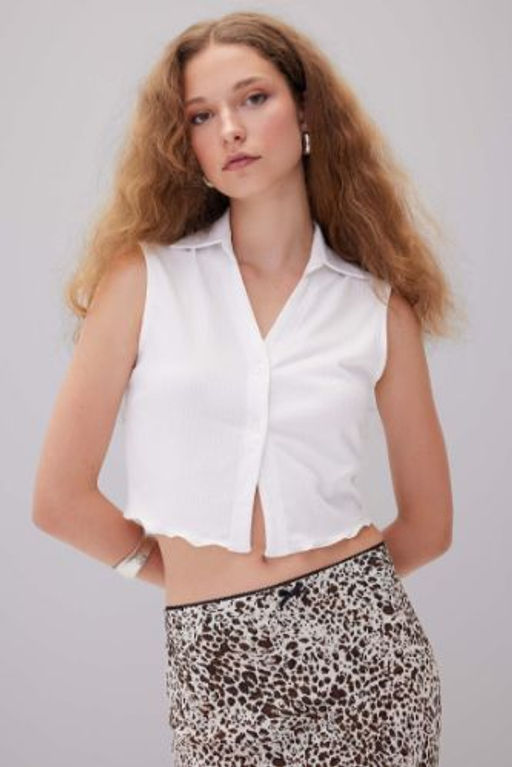 Fitted V Yaka Burumcuk Kolsuz Bluz