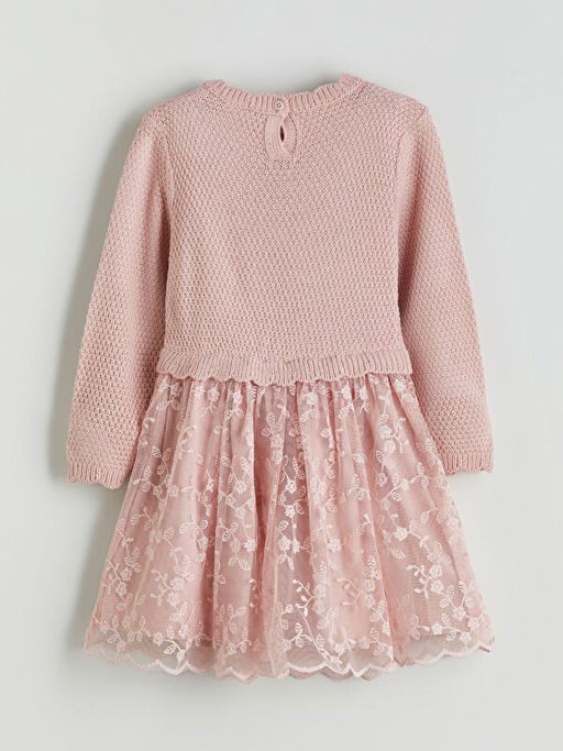 ?i?ek Aplikeli K?z ?ocuk T?ll? Elbise