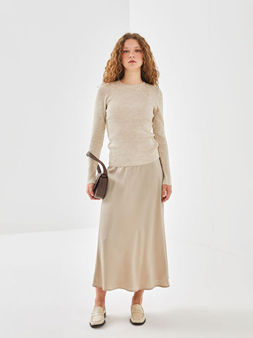 Bisiklet Yaka Dokulu Kad?n Triko Kazak