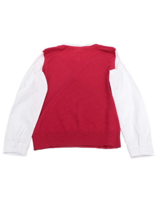 K509 RED Джемпер женский с имитацией рубашки (70% хлопок, 20% эластан, 10% кашемир)
