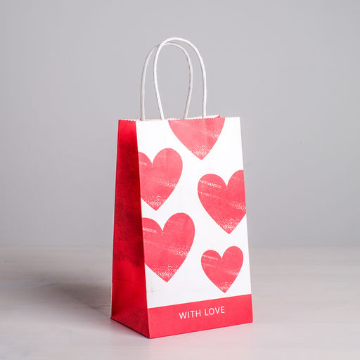 Пакет подарочный крафт With LOVE, 12 х 21 х 9 см - Дарите счастье фото 2