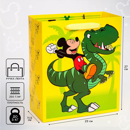Пакет подарочный, 23×27×11.5 см, упаковка, Микки Маус