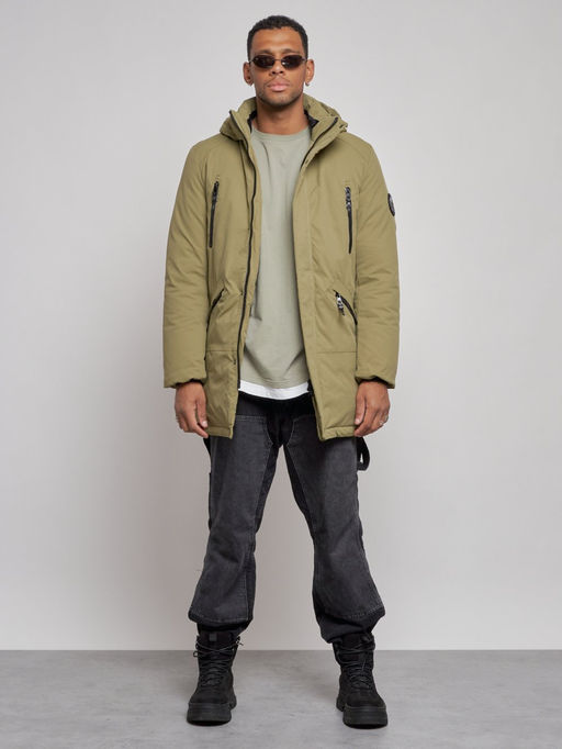 Парка мужская зимняя удлиненная молодежная зеленого цвета 8305Z - Wonderrman фото 2