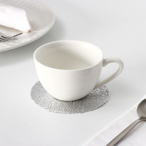 Подставки под кружку Доляна «Соломка», 4 шт., d=10 см, серебряные