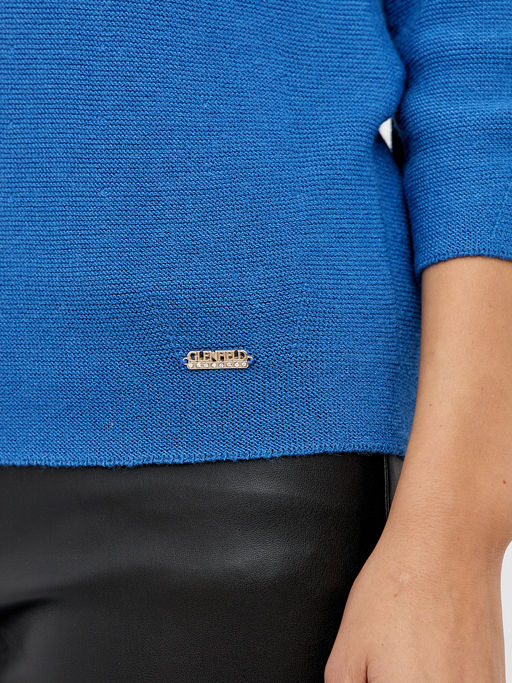 пуловер женский в синем цвете с отложным воротником и с рукавом 3/4 - Glenfield фото 4