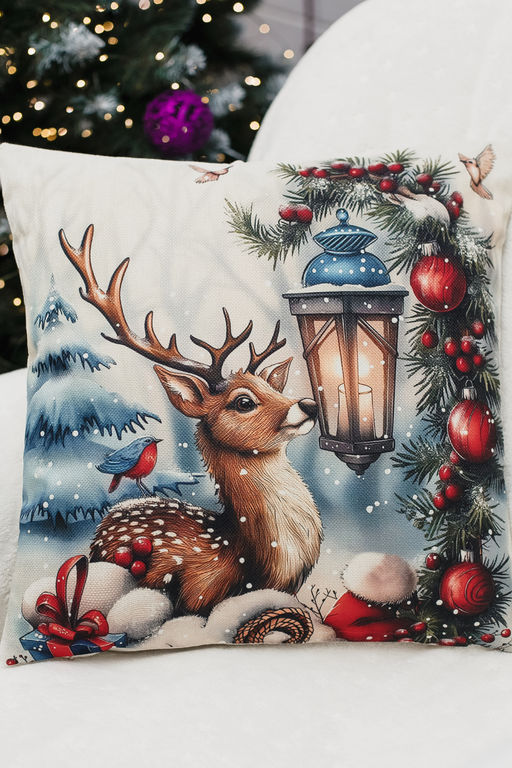 Наволочка декоративная новогодняя 2 шт рогожка